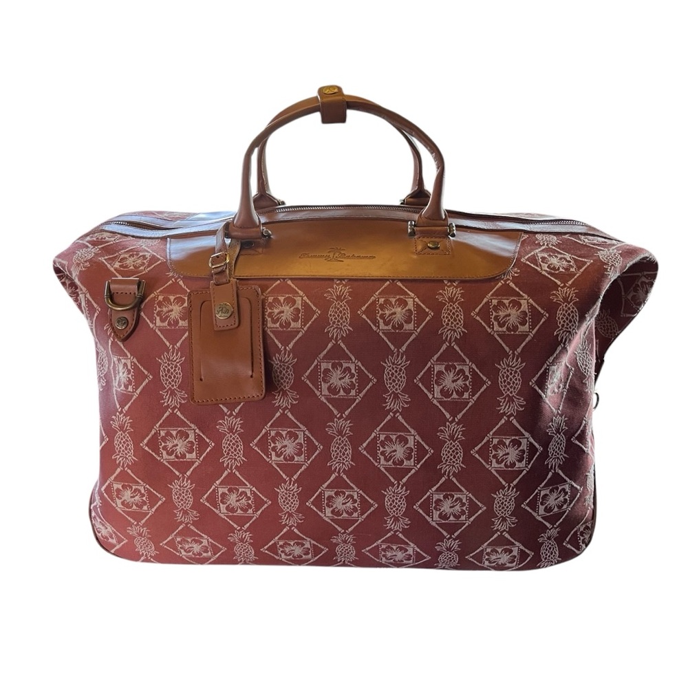 TOMMY BAHAMA Dusty Rose Pink  Large Canvas Duffle Weekender Island Hoppe…
